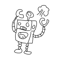 怒ったアンドロイドのイラスト