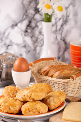 Fresh hot chicken mince cutlet on the kitchen table