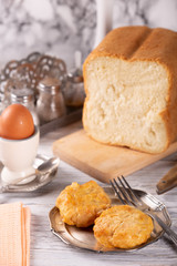 Fresh hot chicken mince cutlet on the kitchen table
