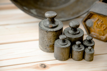Old rusty iron scale weight