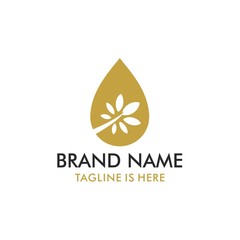 Olive oil with water drop logo design for cosmetics and beauty identity