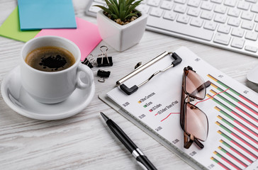 Accounting. Items for doing business in the office in the composition.