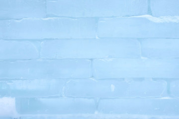 Ice brick wall texture using as background, close-up view.