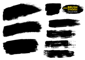 Dirty artistic design elements isolated on white background. Black ink vector brush strokes.