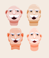 Flat set of old men, avatar, vector illustration