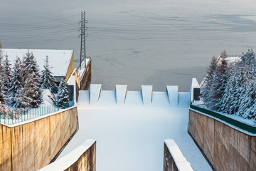 water drain from the hydroelectric dam, Niedzica, Poland