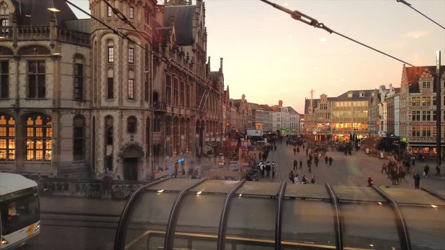 Timelapse of one of the squares of the historic center of the city of Ghent in Belgium