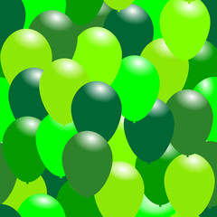 Green color balloons for seamless background. Saint Patrick's day, celebration or ecology vector illustration.