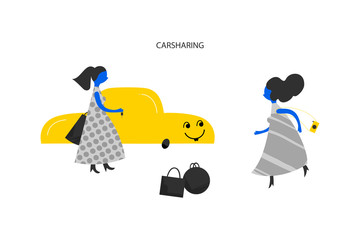 Carpooling hand drawn illustration