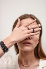 Fototapeta premium portrait with jewelery. Rings 