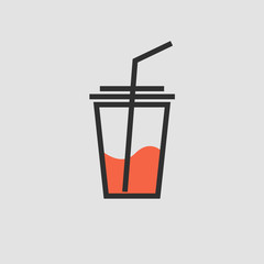 Juice icon. Glass icon. Apple, orange, lemon, tomato juice. Vector illustration.
