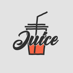 Juice icon. Glass icon. Apple, orange, lemon, tomato juice. Vector illustration.