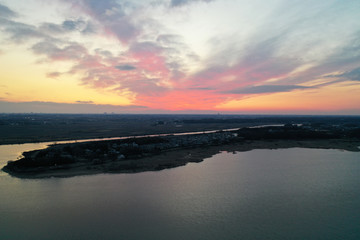冬の牛久沼の夕暮れ