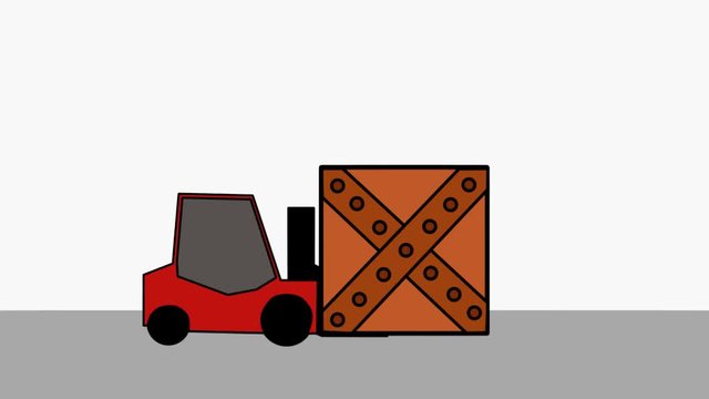 Video 4k cargo equipment loads and carries container