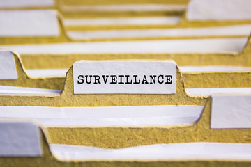 Surveillance word on card index paper