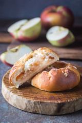 Fresh homemade small patties with apple stuffing.