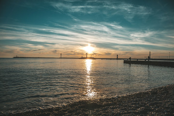 sunset on lake