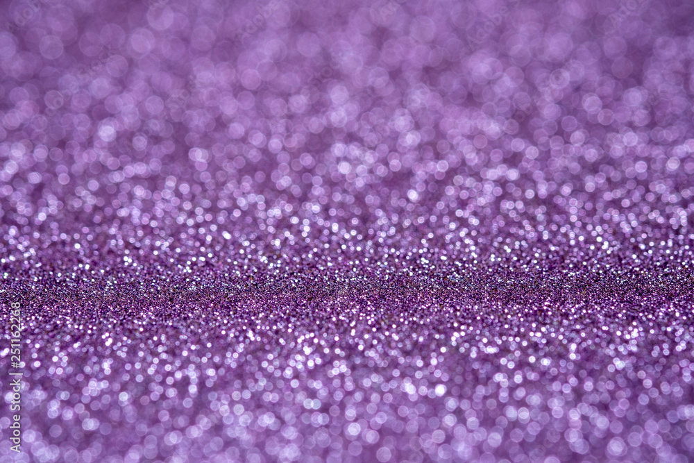Poster abstract light purple sparkling glitter wall and floor perspective background studio with blur bokeh