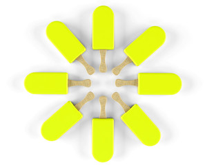 Yellow ice cream on a stick isolated on a white background 3d render