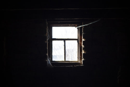 old wooden window in dark