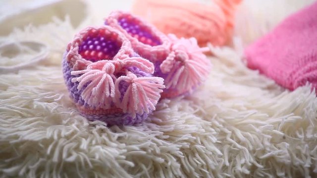 newborn baby wool clothes hd footage 