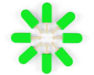 Green ice cream on a stick isolated on a white background 3d render