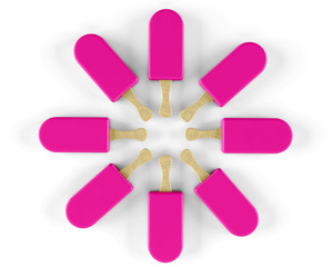 Pink ice cream on a stick isolated on a white background 3d render