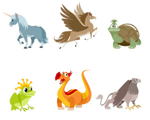 Set of fabulous creatures