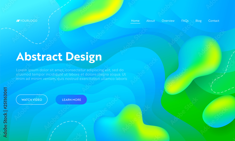 Poster blue abstract wave drop shape landing page background