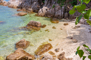 Beautiful lagoon with clear crystal clear water on a tropical beach in island Koh Phangan, Thailand