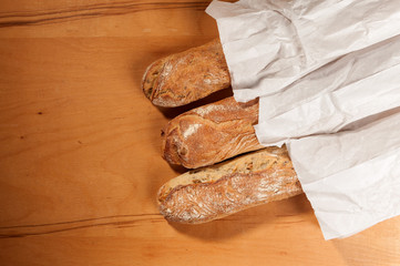 cereal baguette on wooden background