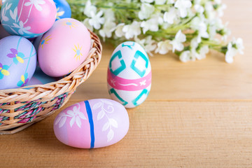 Closeup of Colorful Painted Easter Eggs