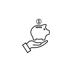 Piggy Bank line icon, logo isolated on white background