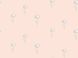 Vector Subtle Seamless Pattern with Drawn Florals