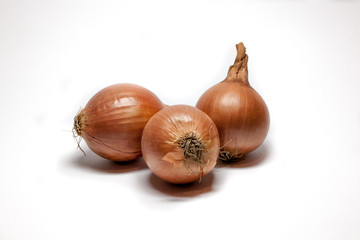 Onions against a white background
