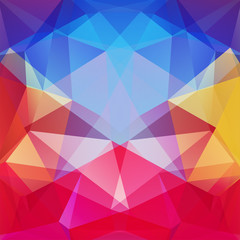 Geometric pattern, polygon triangles vector background in blue, yellow, pink  tones. Illustration pattern