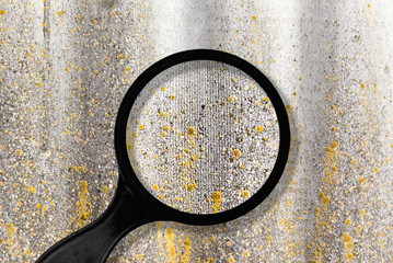 Old and very dangerous asbestos roof. Asbestos dust in the environment