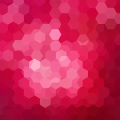 Geometric pattern, vector background with hexagons in red, pink tones. Illustration pattern
