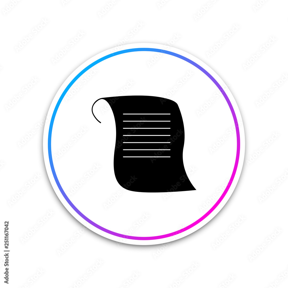 Poster paper scroll icon isolated on white background. canvas scroll sign. circle white button. vector illu