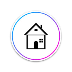 House icon isolated on white background. Home symbol. Circle white button. Vector Illustration