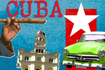 Travel to Cuba,Modern style pop art zine culture concept