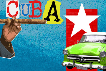 Cuba, Modern style contemporary art zine culture collage