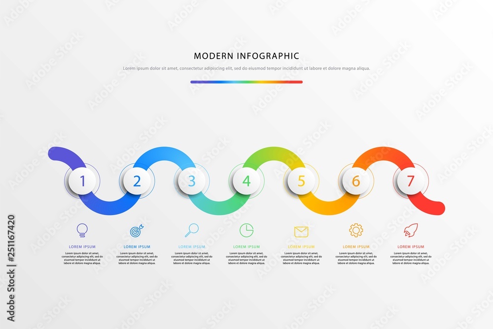 Poster business timeline workflow infographics with realistic 3d round elements. modern corporate report te