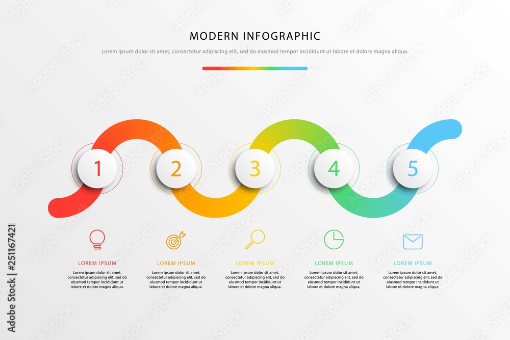 Poster business timeline workflow infographics with realistic 3d round elements. modern corporate report te