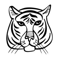 Fototapeta na wymiar Black and white Wild and Free Tiger's Face. Vector illustration.
