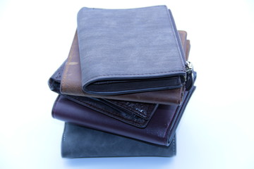 wallet with money isolated on white background