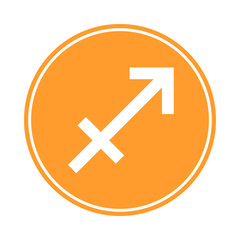 Obraz premium Sagittarius Icon. Vector Astrological, Horoscope Sign. Zodiac Symbol. Fire Element. Sticker. Vector illustration isolated on white background.