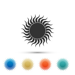 Sun icon isolated on white background. Set elements in color icons. Vector Illustration
