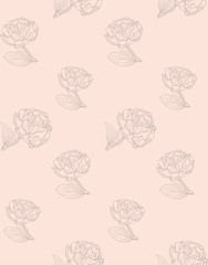 Vector Subtle Seamless Pattern with Drawn Florals