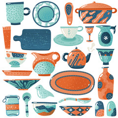 Estores personalizados para cocina con tu foto Ceramic crockery. Home kitchen isolated crockery utensils tableware pitcher pot bowl cup decorative dish rustic creamer